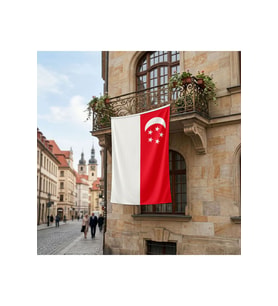 Singapur Bayrağı Premium Raşel Kumaş 150x225 Cm