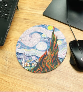 Van Gogh Yıldızlı Gece Tasarımlı Oval Mouse Pad
