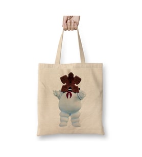 Stay Puft Marshmallow Demogorgon Stranger Things Bez Çanta Uzun Saplı Alışveriş Çantası (Beyaz)