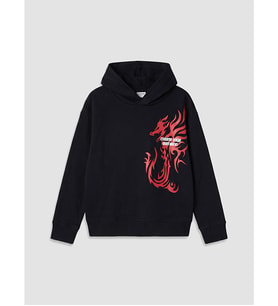 LC WAIKIKI Siyah Kapüşonlu Baskılı Erkek Çocuk Sweatshirt