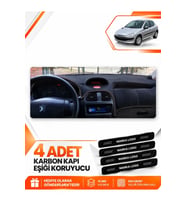 PEUGEOT 206 BÜYÜK EKRANLI (1998-2009) Uyumlu Ön Torpido Koruma Kılıfı Halısı - Siyah
