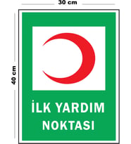 Metal İlk Yardım Noktası 30 cm x 40 cm A3 Büyüklüğünde Uyarı Levhası Yönlendirme Tabelası