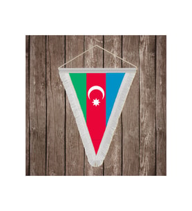 Azerbaycan Cumhuriyeti Beyaz Saçaklı Üçgen Flama Bayrak Hatıra Flama