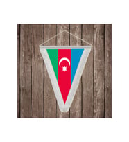 Azerbaycan Cumhuriyeti Beyaz Saçaklı Üçgen Flama Bayrak Hatıra Flama