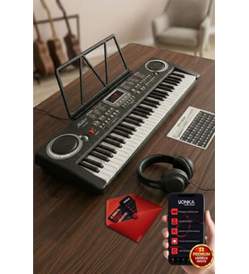 Midex PS-1500BK-H Başlangıç İçin 61 Tuşlu Org Kulaklık Notalık Adaptör Öğrenim Metodu (100 Ses 100 Ritim)