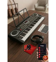 Midex PS-1500BK-H Başlangıç İçin 61 Tuşlu Org Kulaklık Notalık Adaptör Öğrenim Metodu (100 Ses 100 Ritim)