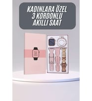 Akıllı Saat 3 Kordonlu Ve Aksesuarlı Bayanlar Için Şık Rose renk