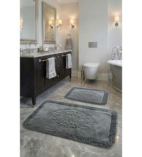 2'li%100 Pamuk Ultra Lüks Banyo Paspası Seti Antrasit 60x100 cm