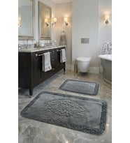 2'li%100 Pamuk Ultra Lüks Banyo Paspası Seti Antrasit 60x100 cm