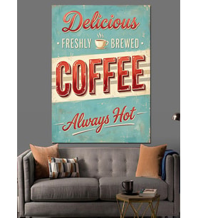 Delicious Coffee Retro Tabela Dekoratif Kanvas - Mdf Ahşap Tablo