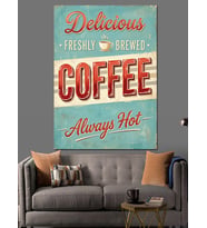 Delicious Coffee Retro Tabela Dekoratif Kanvas - Mdf Ahşap Tablo