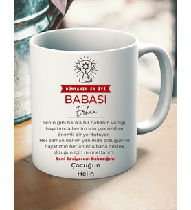 Babalar Gününe Özel İsim Yazılı Dünyanın En İyi Babası Kupası Strafor Köpükle Paketlenmiş Kırılmaz Premium Kalite Kupa