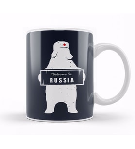 Welcome To Russia Bear Revolution Star Kupa Bardak Porselen