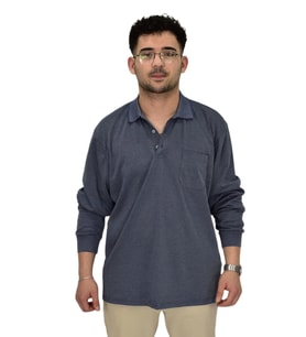 Erkek Büyük Beden Mevsimlik Polo Yaka Sweatshirt 1-6830 BGL-ST04415 (Lacivert)