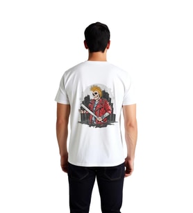 Erkek Punk Rock İskelet Spike Saç Baskılı Tişört Beysbol Sopası Çivileli Ceket Motifi Günlük Rahat