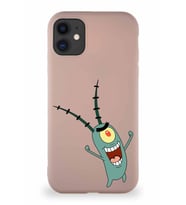 Apple iPhone 11 Soft Premier Kapak Plankton Tasarımlı Silikon Kılıf - Pudra (Şeffaf)