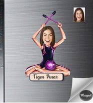 Kişiye Özel Jimnastikci Kadın Ahşap Magnet -1
