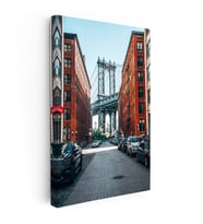 Kanvas Tablo New York Köprüsü ve Tuğla Binalar Şehir Mimari Tablo Ev Ofis Duvar Dekoru
