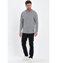 ALEXANDERGARDI ÇİZGİLİ COMFORT FİT BASİC SWEATSHİRT (B23-00158) (Gri)