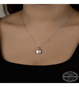 Crystal Taşlı  Baget 925 Ayar Gümüş Kolye
