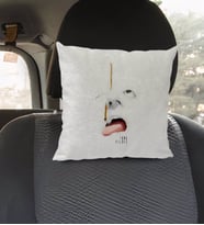 BK Gift Kişiye Özel İsimli Yüz Tasarımlı Kare Araç Koltuk Yastığı-1