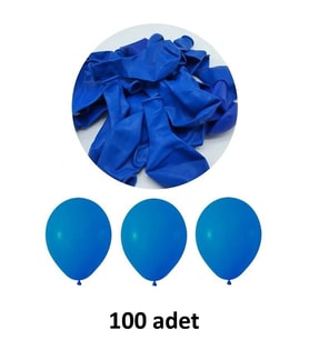 Mavi Balon 12" - 30 cm Lateks Mavi Renk Balon 100'lu Paket