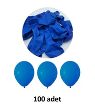 Mavi Balon 12" - 30 cm Lateks Mavi Renk Balon 100'lu Paket