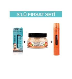 Fontenay Pudra Toz Wax Mavi 20gr + Face And Body Scrub Şeftali 350ml +Saç Spreyi 400ml 3'Lü Set