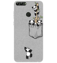 Huawei P Smart (FIG-LX1/LX3) Uyumlu Kılıf Desenli Baskılı Silikon Pandalar 1798