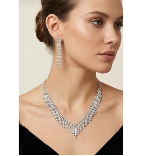 ZİRKON TAŞLI ABİYE KOLYE KÜPE SET