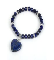 Doğal Taş Lapis Lazuli Kalpli Bileklik