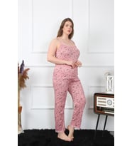 Akbeniz Kadın Büyük Beden Somon İp Askılı Pijama Takım 202198
