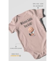 Mekanın Sahibi Yeni Geldi Baskılı Bebek Zıbını – Çıtçıtlı Body 8 Renk  %100 Pamuk Kısa Kol (Pastel Pembe)