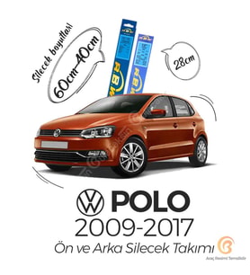 RBW Ön ve Arka Silecek Seti Volkswagen Polo 2009-2017 ile uyumlu (Siyah)