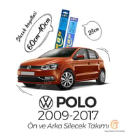 RBW Ön ve Arka Silecek Seti Volkswagen Polo 2009-2017 ile uyumlu (Siyah)