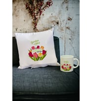 Anneler Günü Hediyesi Kupa Bardak ve Yastık Set (Beyaz)