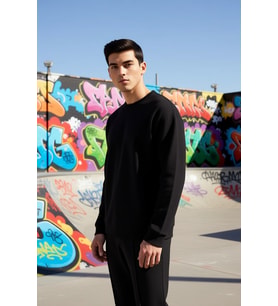Erkek Bisiklet Yaka Standart Kol Waffle Kalıp Sweatshirt Fonksiyonel Dayanıklı Kaliteli Şık