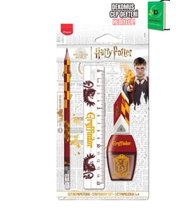 Maped x Dekomus Lisanslı Harry Potter Gryffindor Wizard 4'lü Kırtasiye Seti Kurşun Kalem, Cetvel, Silgi Ve Kalemtraş, "Dekomus Cep Defteri Hediyeli"