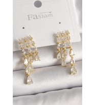 Pirinç Gold Renk Zirkon Taşlı Yağmur Model Kadın Küpe 5886 - SSSSSS8647-4136