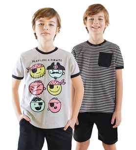 Pirate Erkek Çocuk 2'li T-shirt Takım (Gri)