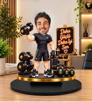 Kişiye Özel Fitness Biblosu – Fotoğraftan 3D Karikatür Sporcu Figürü, Ağırlık Kaldıran Adam, Spor Hocası ve Antrenör Hediyesi