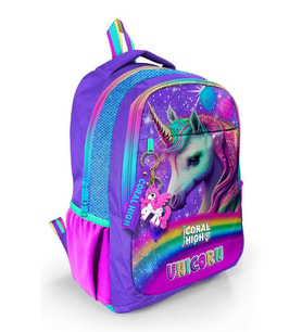 Coral High Mor Simli Unicorn İlkokul Ortaokul ve Günlük Sırt Çantası - Kız Çocuk