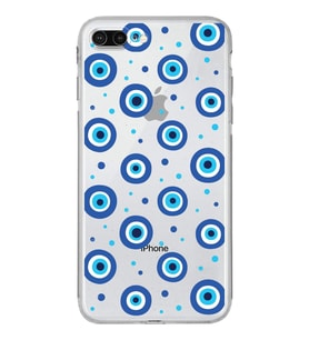 PrintiFy iPhone 7 Plus ile Uyumlu Nazar Boncuğu 1 Baskılı Kamera Korumalı Şeffaf Silikon Kılıf