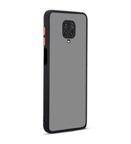 Xiaomi Redmi Note 9 Pro Kılıf Hux Düğme ve Kapak Zıt Renk Kılıf (Siyah)