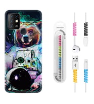 INFINIX Hot 8 9 10 11S Hot 10 Play 10T Kılıf Kablo Koruma Spiral Silikon Astronot Panda 1755