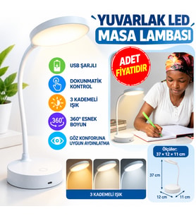 Yuvarlak USBli Dokunmatik 3 Kademeli 360 Derece Özel Göz Korumalı Led Lityum Masa Lambası (adet fiyatıdır)