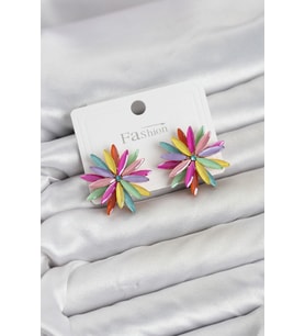 Lotus Model Karışık Renk Kristal Taşlı Kadın Küpe TJ-BKP11936