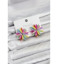 Lotus Model Karışık Renk Kristal Taşlı Kadın Küpe TJ-BKP11936
