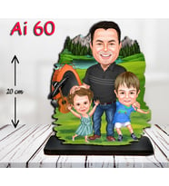 Kişiye Özel Ahşap Biblo - Aile Karikatür Biblo - 3 Kişilik Aile Biblo 16