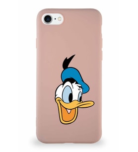 Apple iPhone 7 Soft Premier Kapak Donald Duck-A Tasarımlı Silikon Kılıf - Pudra (Şeffaf)